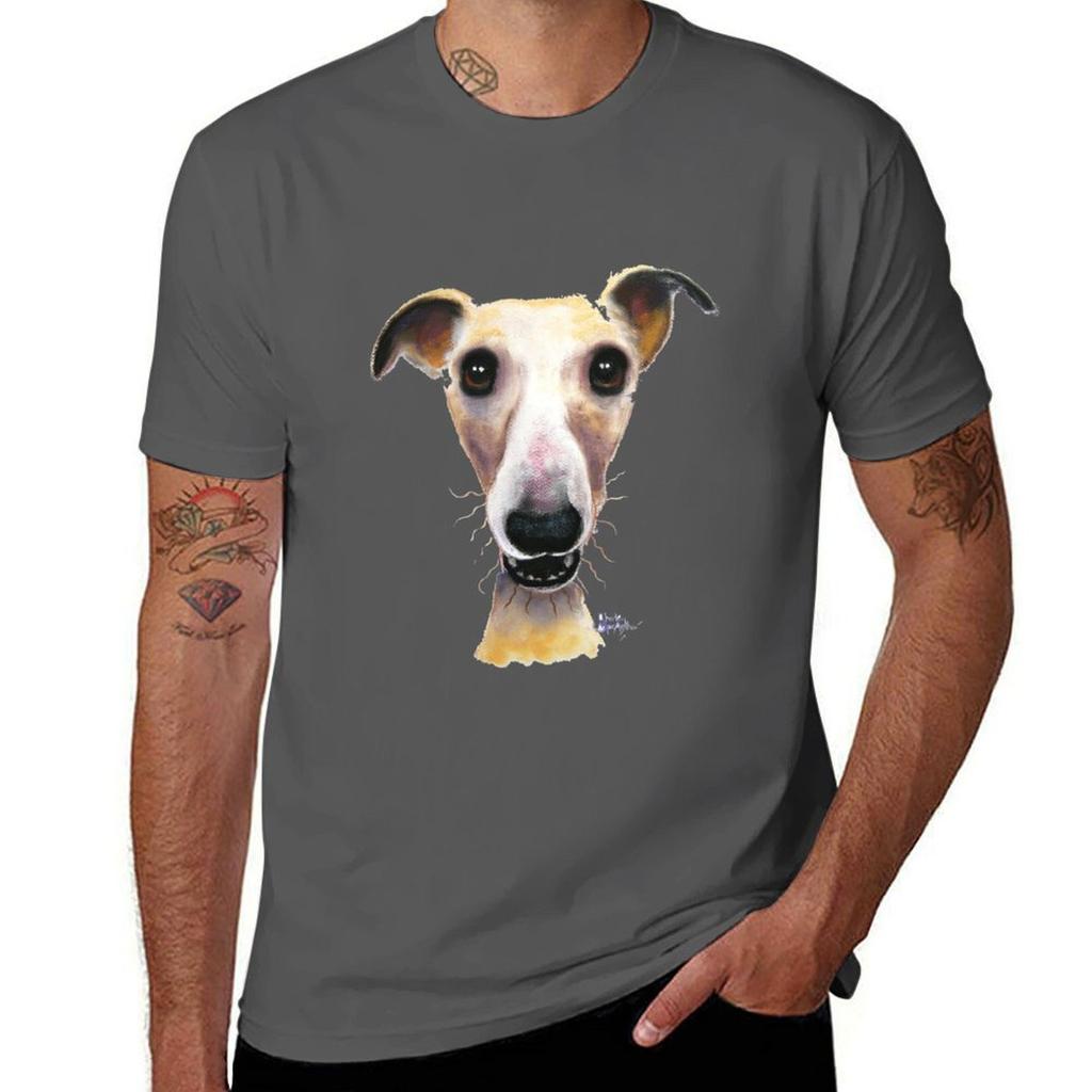 WHiPPeT GReYHouND DOG PRiNT HOLLYWOLLY ОТ SHIRLEY MACARTHUR Футболка Мягкая Повседневная С Коротким Рукавом Хлопковая