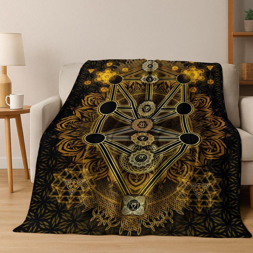 Bohemia Yoga chakra Mandala Spirit Meditation Flannel Blanket,Cozy Soft Throw Blanket for Home Bedroom Bed Sofa Cover Gift Kid