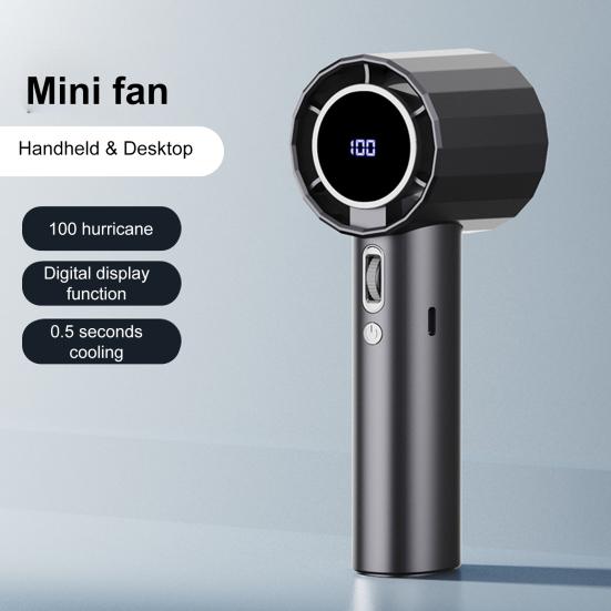 Handheld Cooling Fan 100-Speed Adjustable LCD Display USB Rechargeable Cooler Fan Summer Portable