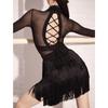 Three-Layer Ballroom Dance Skirt Tassel Rumba Dance Skirt Fashion Performance Costume  for Women