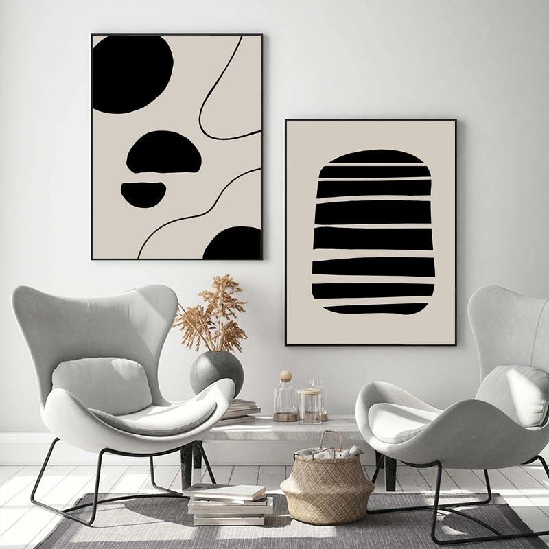 Minimalist Abstract Line Art Canvas Painting Beige Black Poster and Print Wall Modern Pictures Print for Living Room Home Decor