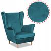 Angelo Scandinavian Family Furniture Wing Chair Turquoise Blue Velvet