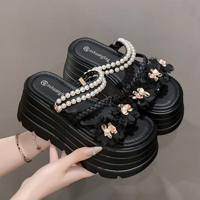 Мода НОВЫЕ Дизайнерские Женские Летние Массивные Сандалии Платформа Шлепанцы 8 См Высокий Каблук Женские Слайды Пляжные Вьетнамки Женские Сандалии