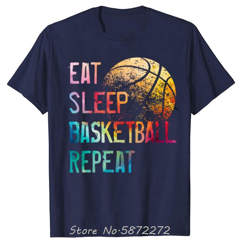 Funny Eat Sleep Basketball Repeat Graphic Tshirts Cotton Fitness T Shirt Oversized Unisex Tees Tops Mens Clothing Streetwear