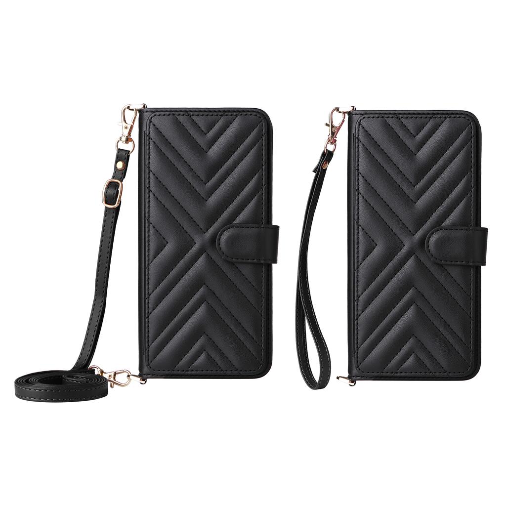 For Oppo Reno13 F 5G/4G Wallet Case with Shoulder/Wrist Strap Leather Phone Cover Stand
