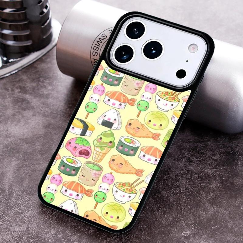 Kawaii Sushi Crowd Phone Case for iPhone 17 16 15 Pro Max Air 14 13 12 11 Plus Shockproof Cover