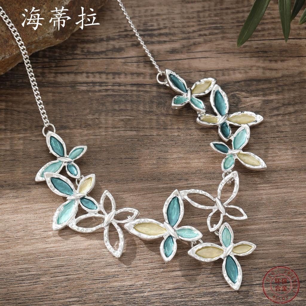 Новое цветное масло, полое ожерелье с бабочкой, модное и высококлассное женское универсальное ожерелье с бабочкой