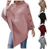 Women's Fashion Temperament Casual Button Turtleneck Irregular Sweater Cape Cape Coat