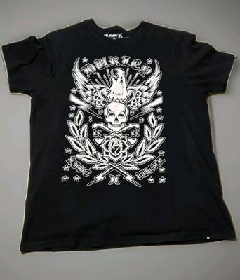 Черная графическая футболка Hurley Premium Fit Череп Орел Молния Размер XL (ЧИТАТЬ) Футболка Unisex