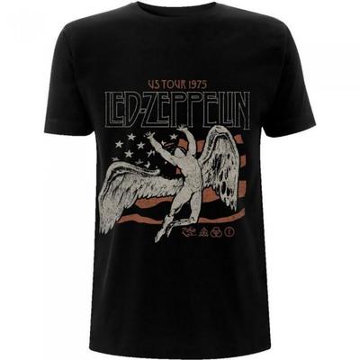 Led Zeppelin Унисекс Взрослый Футболка с Флагом Тур по США 1975