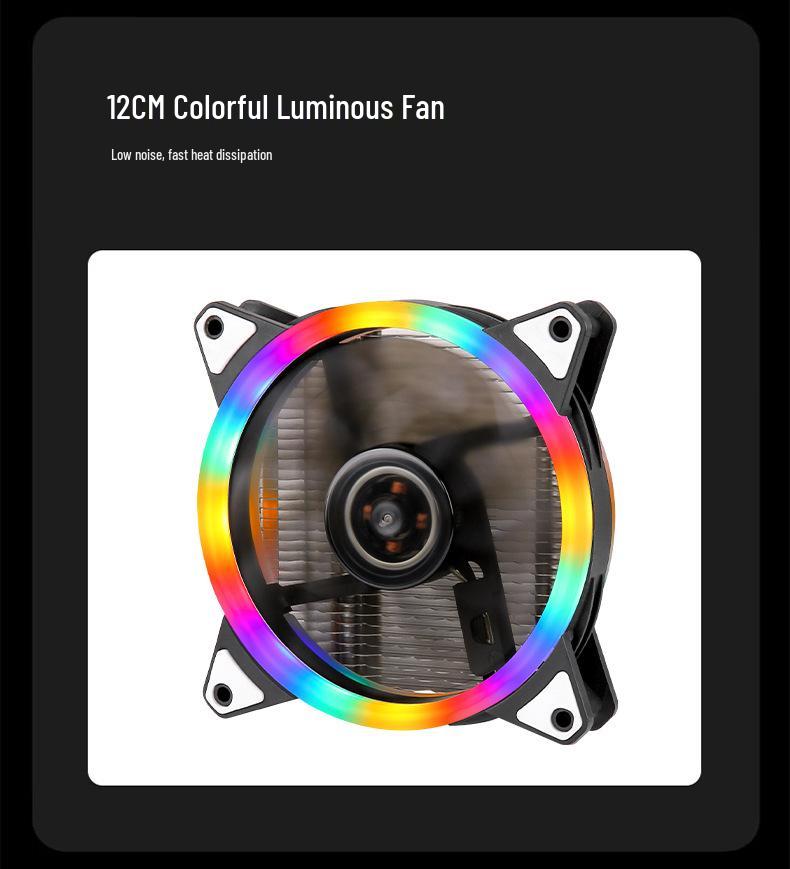 12th Gen Silent CPU Cooler: 12CM Tower with 4 Copper Pipes, Multi-Platform Compatibility for 1700 Pin & 115X/1366, 4-Pin Desktop