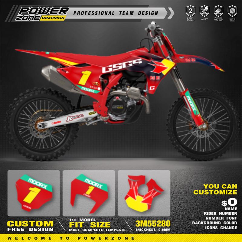 PowerZone Для GASGAS EC MC 2024 2025 2026 300cc Мотоцикла Наклейка Декаль Индивидуальные Графика Команды Фоны Декали Наклейки Комплект