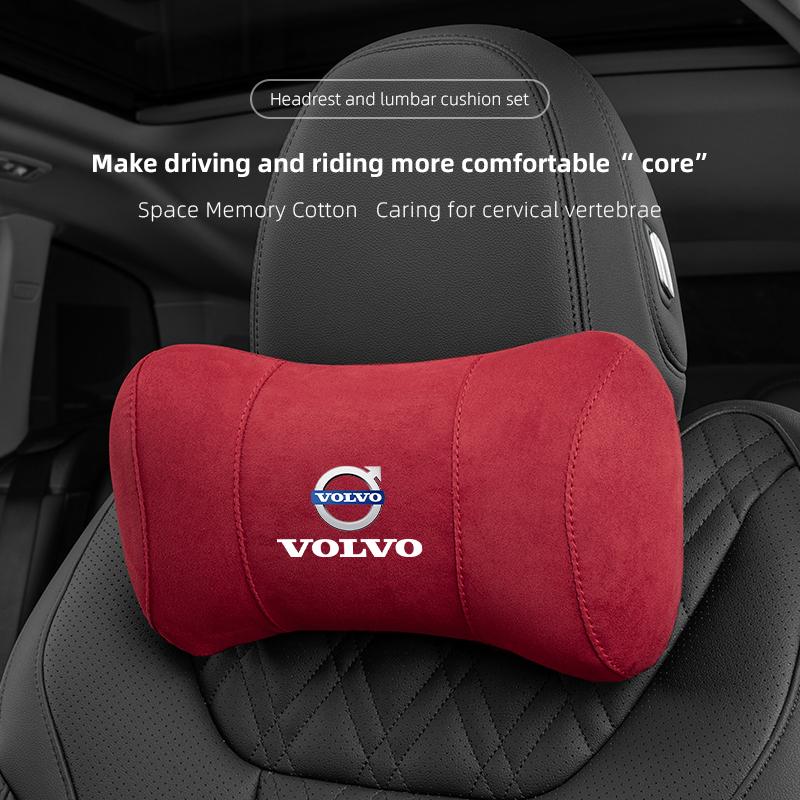 Volvo Car Seat Head Support Suede Memory Cotton Neck Pillow Interior Accessories For XC60 V90 V60 V40 XC90 S90 S60 C30 V70 XC40