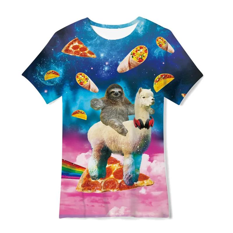 Летняя футболка с забавными котами с 3D принтом, мужская футболка с рисунком Galaxy Cat, с коротким рукавом, индивидуальные повседневные уличные футболки с круглым вырезом, одежда