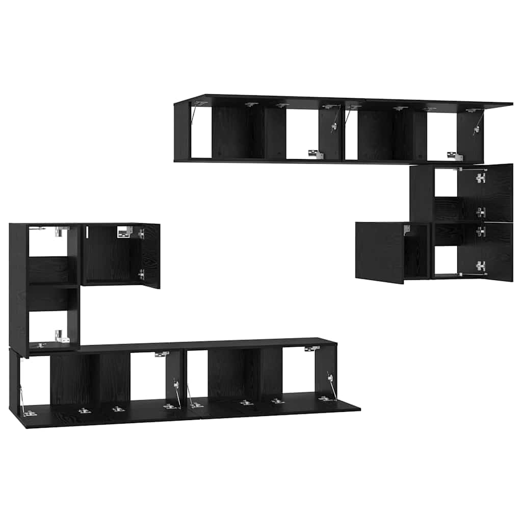 TV Units 4 pcs Black Oak Effect Particleboard