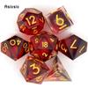 7 шт. красный золотой номер с острыми краями, смоляные кубики, многогранные кубики, подходящие для ролевых ролевых игр, настольная игра
