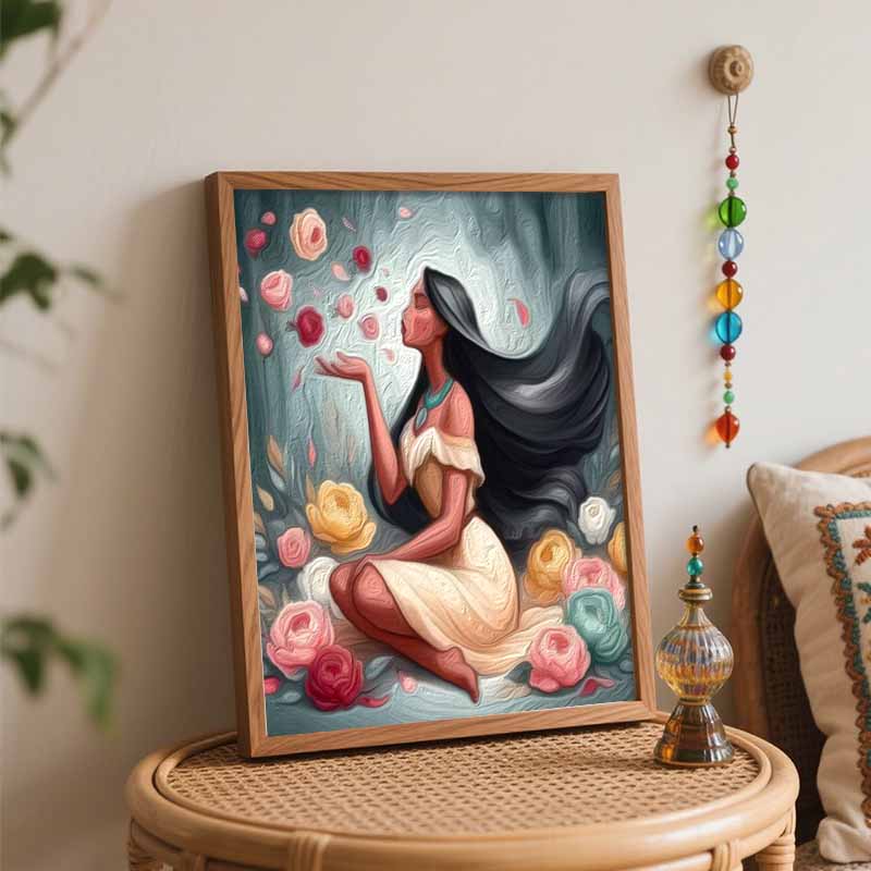 Disney Pocahontas oil painting art painting kit, handmade diy art painting home wall decoration, beautiful flower princess painting set