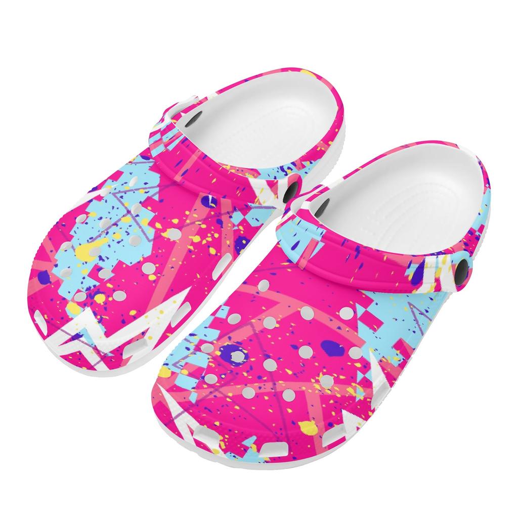Women Men Printed EVA Garden Shoes Lightweight Breathable Slip On Clogs Beach Pool Bathroom Home Casual Slippers Outdoor Use