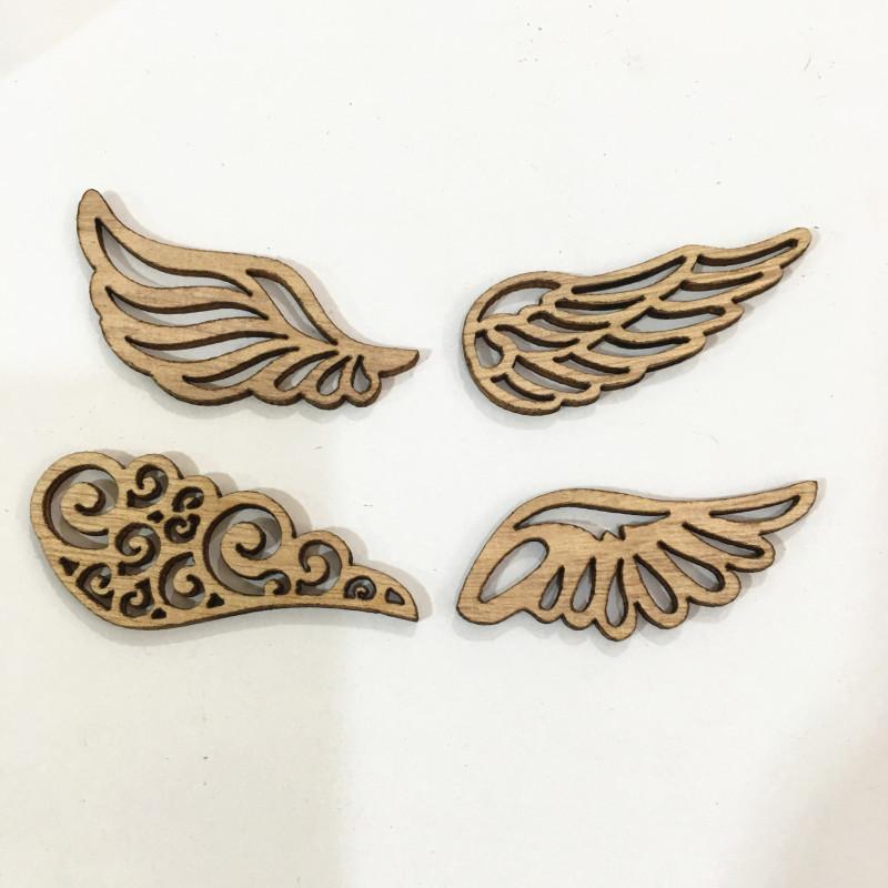 40pcs Angel Wings Log Color Wood Chips Non-porous Patch Children's Puzzle Materials