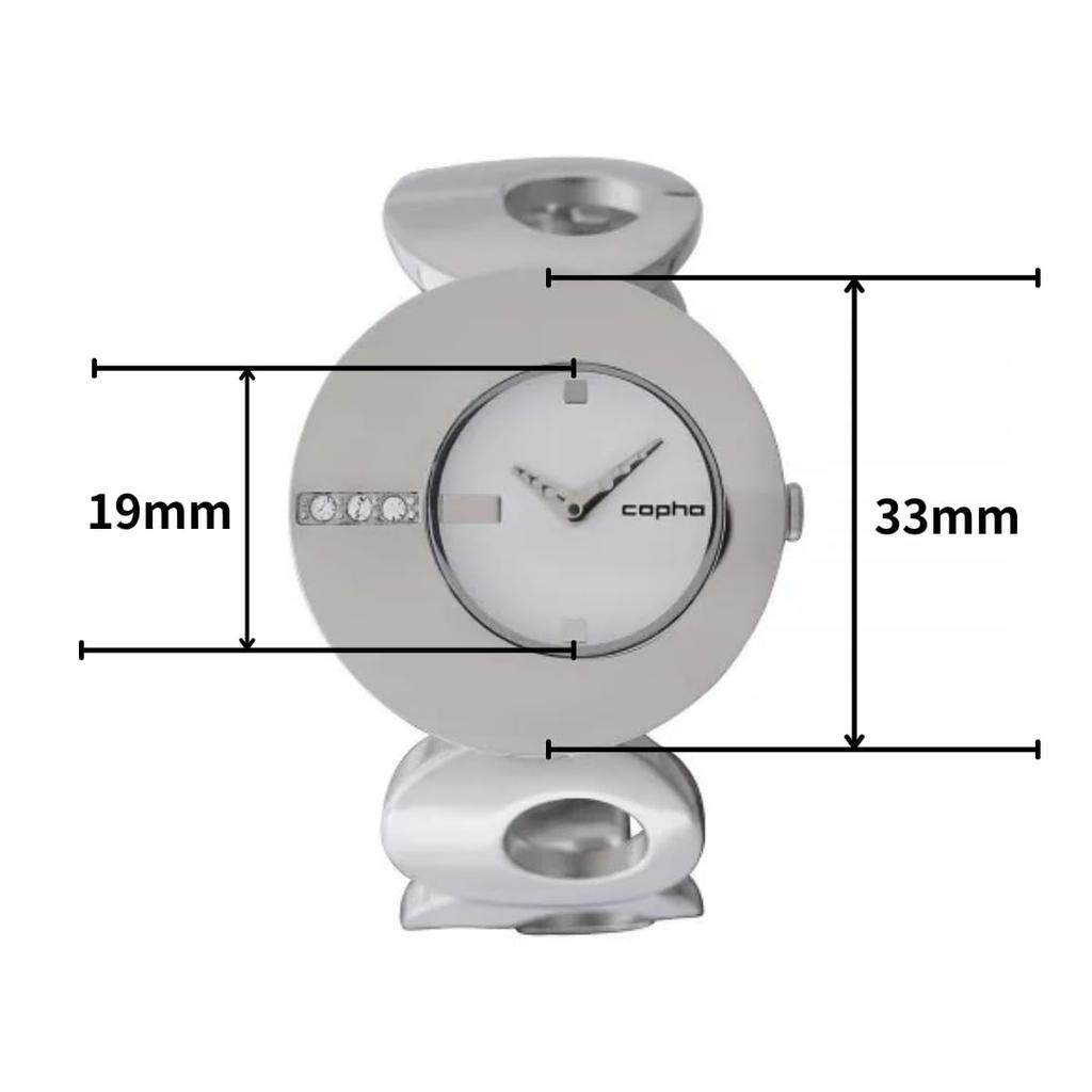 Copha O Dress Watch for Women Limited Edition Rhinestone Accent Lightweight Quartz White Dial Silver Bracelet