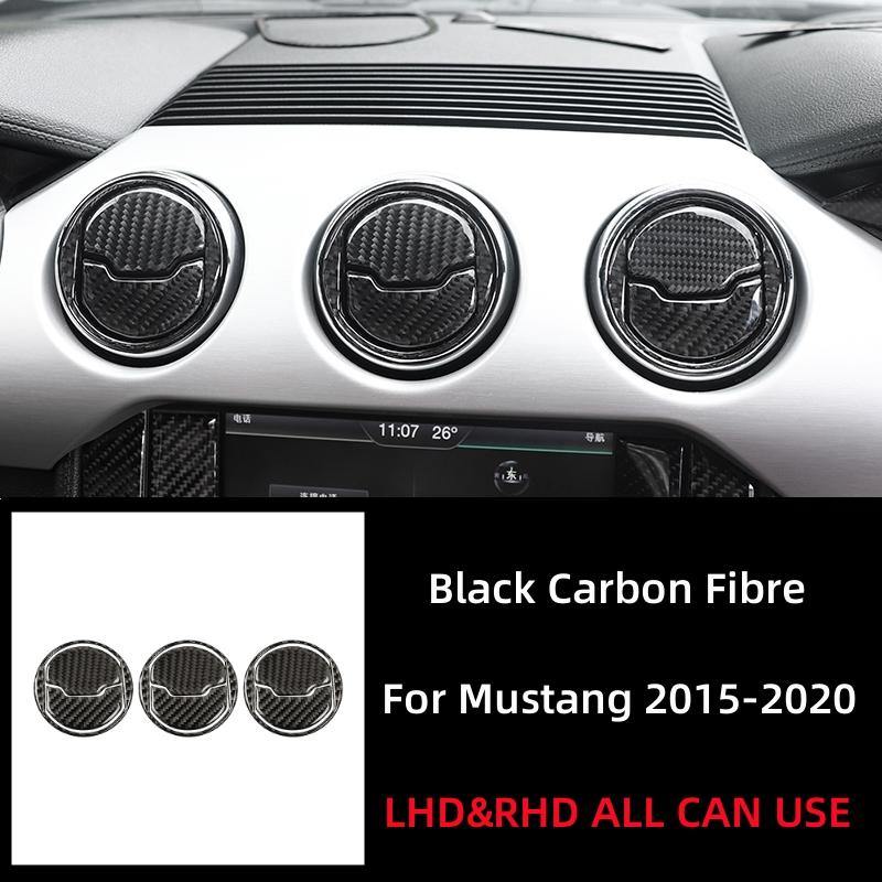 For Ford Mustang GT 2015- Accessories Carbon Fiber Car Central Dashboard Air Conditioner Outlet Vent Decoration Cover Trim