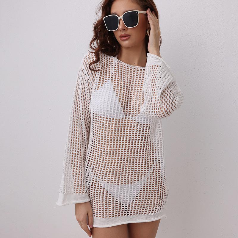 Новый трансграничный накидка с разрезом, свободный пляжный топ с открытыми плечами для бикини