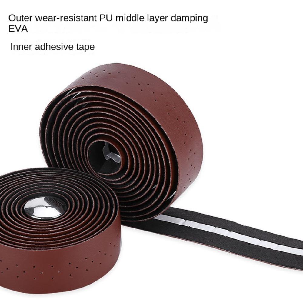 Breathable Bicycle Handlebar Tape PU Leather With 2 Plugs Bike Accessories Bike Perforated Belt