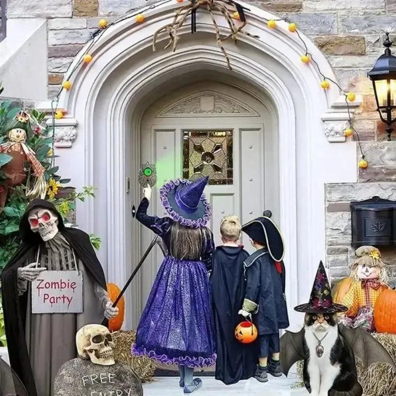 Хэллоуинский дверной звонок, Анимированный глаз, Дверной звонок дома с привидениями со жутким звуком и светящимся глазом для украшения хэллоуинской вечеринки