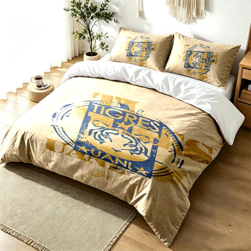 Club Tigres UANL 3pc Duvet Cover Set Simple Modern Bedding Set Wrinkle Resistant Soft Fabric All Season Use a perfect gift