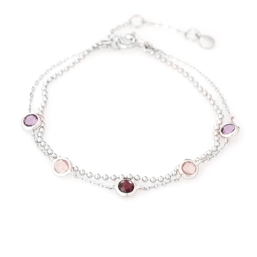 Les Trésors De Lily [R3822] - Silver Multicolor 'Meghan' Silver Bracelet (rhodium) - 5 Mm (2 Rows)