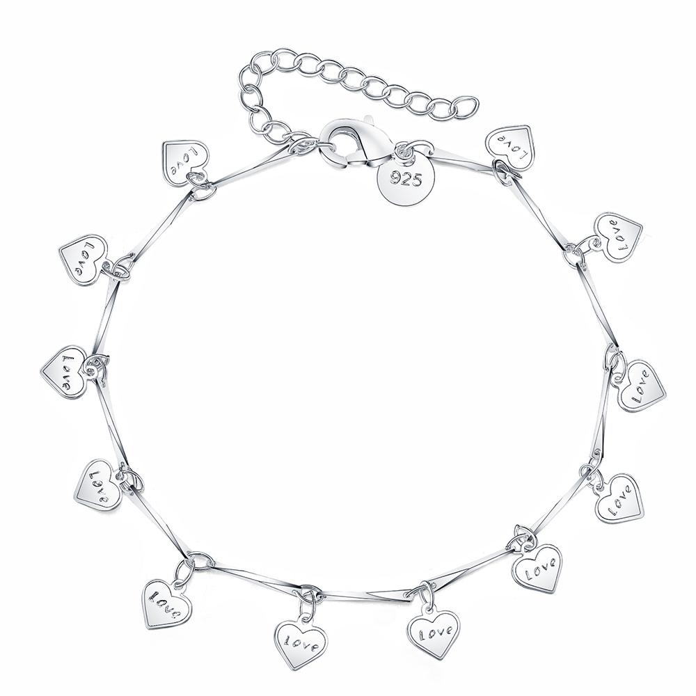 925 Sterling Silver Heart-shaped Bracelet Fashion Jewelry