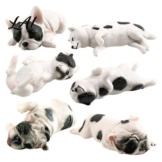 Durable Falling Resistant Figures Realistic Sleeping French Bulldog Figurine Mini Puppy Statue Cute Lying Down Pet Lifelike Sculptures Model for Car