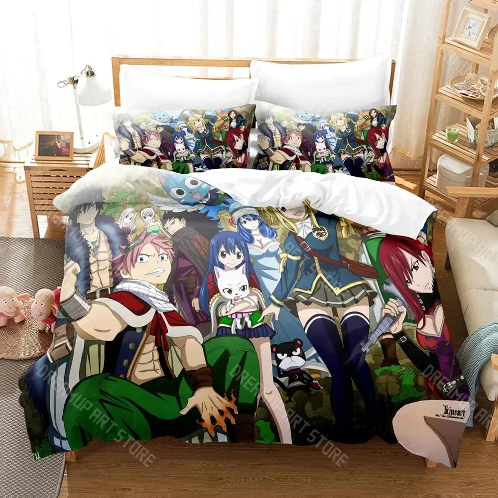 3D Принт Хвост Феи Аниме Постельное Белье Мальчики Девочки Полуторный Двуспальный Размер Пододеяльник Наволочка Кровать Дети Взрослые Домашний Текстиль