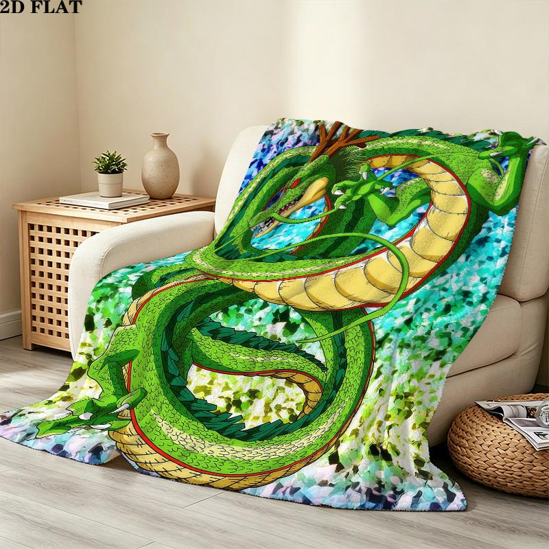 1PC Shenron Patterned Flannel Blanket Suitable For All Seasons For Home Decor Warmth And Comfort Gifts Holiday Present