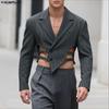Мужские пальто-блейзеры с лацканами, длинными рукавами, пуговицами, в полоску, с вырезами, асимметричного кроя
