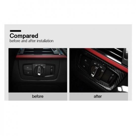 Carbon Fiber Car Inner Front Headlight Switch Frame Cover For BMW 3 F30 13 15 17
