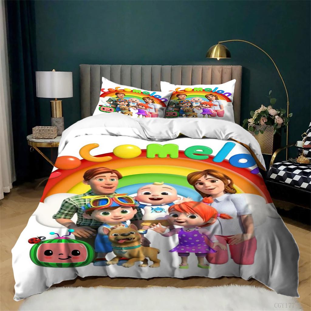 3 Pieces Coco-melon Bedding Set for Boys Girls Ultra Soft Quilt Cover All Season Comforter Set(1 Duvet Cover+2 Pillow Sham)