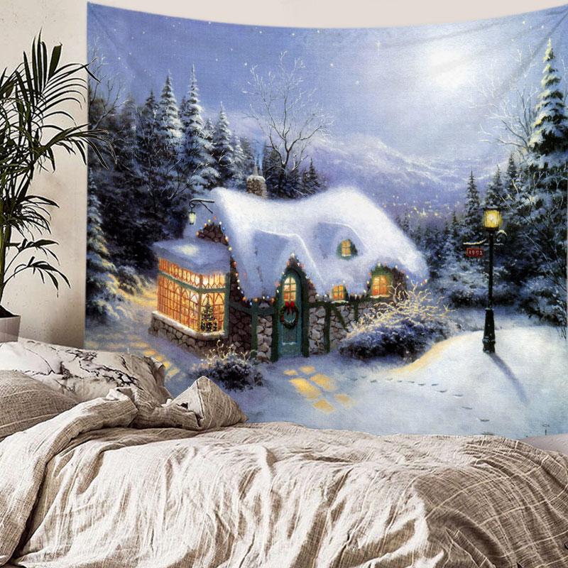 Домашний декор Веселый рождественский Санта узор Печатный гобелен Рождественская елка Гобелен Декор для гостиной и спальни Фон Ткань