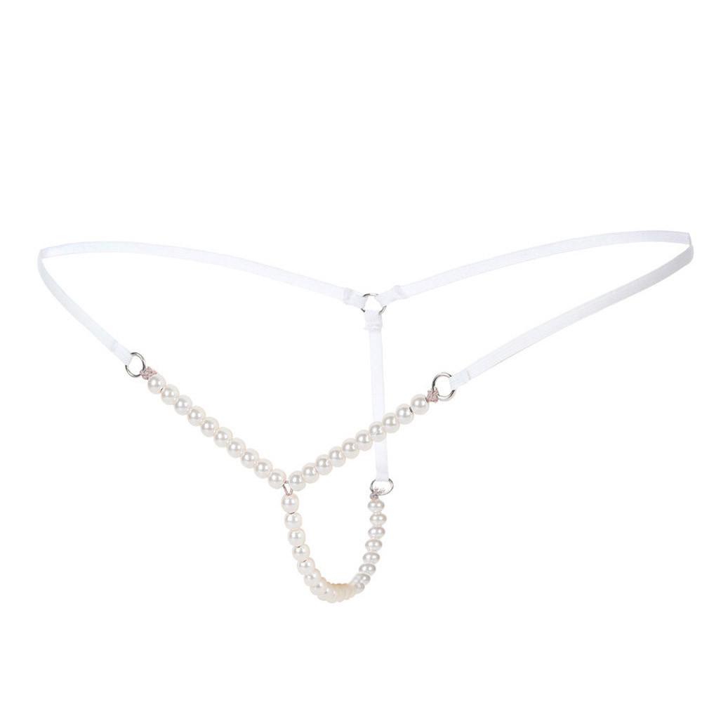 Сексуальные женские стринги с жемчугом и стринги, однотонное нижнее белье с низкой талией 