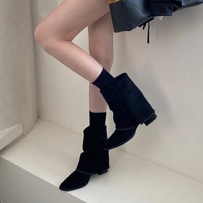 Остроносые короткие ботинки женские новые 2025 осень и зима женские ботинки ковбойские ботинки ботинки Мартин ботинки-чулки ковбойские ботинки тонкие ботинки