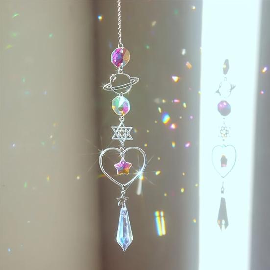 Star Sun Catcher Faux Crystal Prism Rainbow Maker Stars And Moon Colorful Hanging Suncatcher for Window Home Garden Decoration