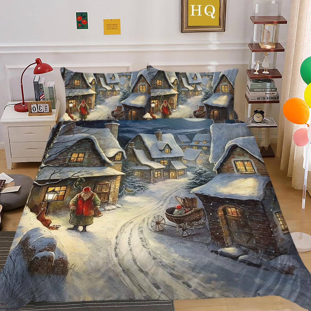 Christmas New Style Printed Full Size Bed Clothes Microfiber Highend Duvet Cover Children Bedroom Decor