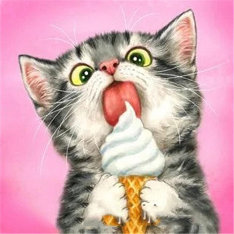 Полная дрель круглая/квадратная алмазная живопись кошка 5D DIY Алмазная вышивка животное мозаика вышивка крестиком настенное искусство подарок ручной работы