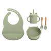 Детская посуда для кормления, Детское питание для прикорма, Пищевой класс, Высокая температура, День рождения ребенка, Соломинка, Набор O-Life, Набор из 5 предметов, Миска, Ложка, Вилка, Нагрудник, Чашка, Слюнявчик,