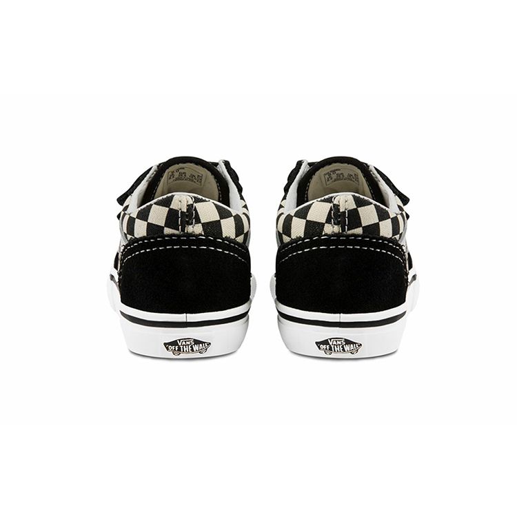 Vans Old Skool V Toddler Primary Check Baby Sneakers Black White VN0A38JNP0S