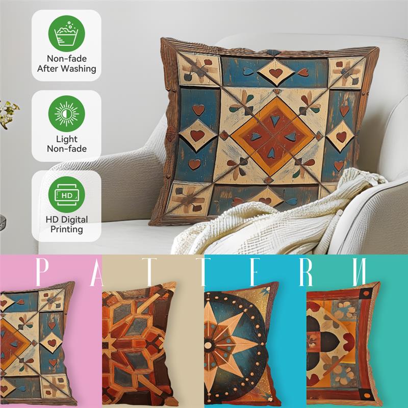 Ретро Марокканский Стиль Наволочка для Подушки с Принтом Полиэстер 45X45См Декоративная Наволочка для Подушки-Пледа Декор Диванной Подушки