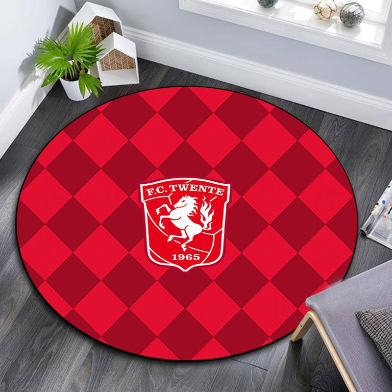 FC Twente,Round Area Rug,Carpet Rug for Living Room Bedroom Sofa Playroom Decor,Non-slip Floor Mat
