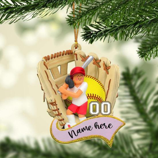 Подвеска в виде перчатки для софтбола, акриловая плоская перчатка для софтбола, украшение на елку в стиле софтбола, подарочное украшение