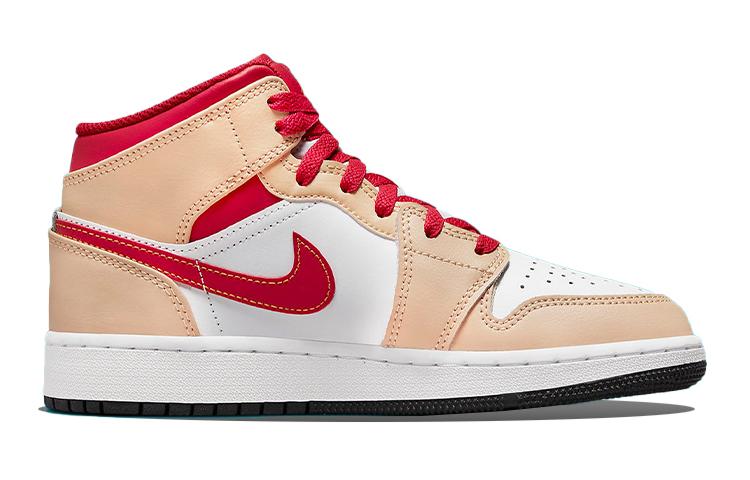 Jordan 1 Mid Light Curry Cardinal GS 554725-201