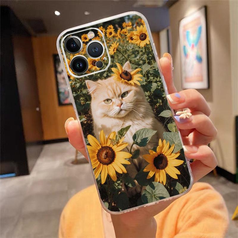 Чехол для телефона «Цветочные кошки» для iphone 17ProMax 17 Pro Air 16 15 14 13 Pro Max 16 15 14 13 Pro 15Plus
